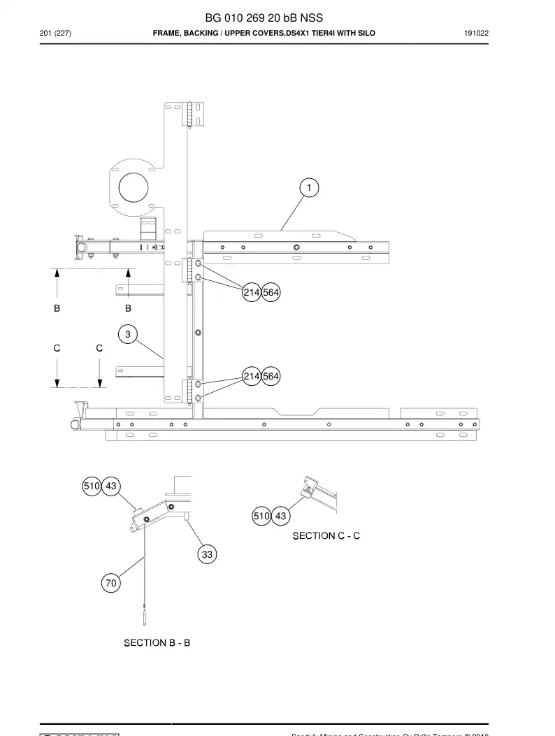 BG01026920b BG 010 269 20b Frame, Backing - Sandvik Technical Drawing