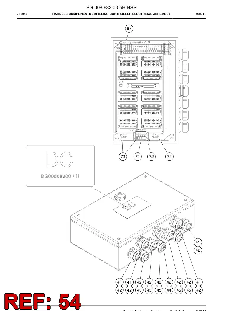 BG01031043a BG 010 310 43a Cable, Prewired Plug - Sandvik Technical Drawing