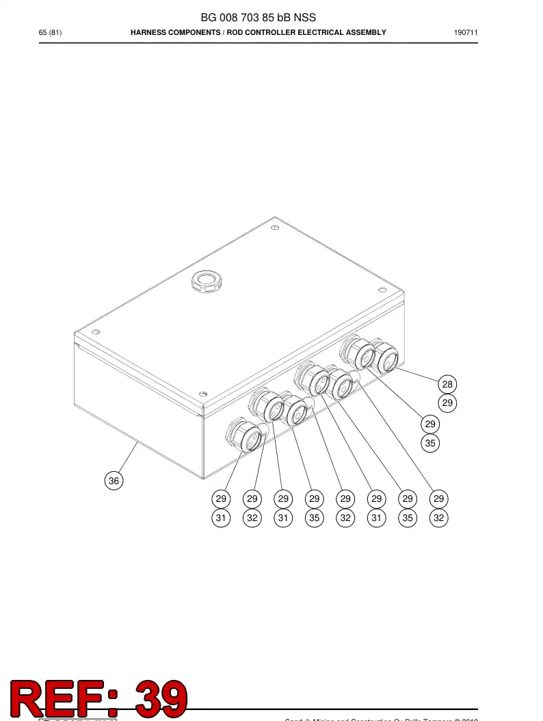 BG01031046a BG 010 310 46a Cable, Prewired Plug - Sandvik Technical Drawing