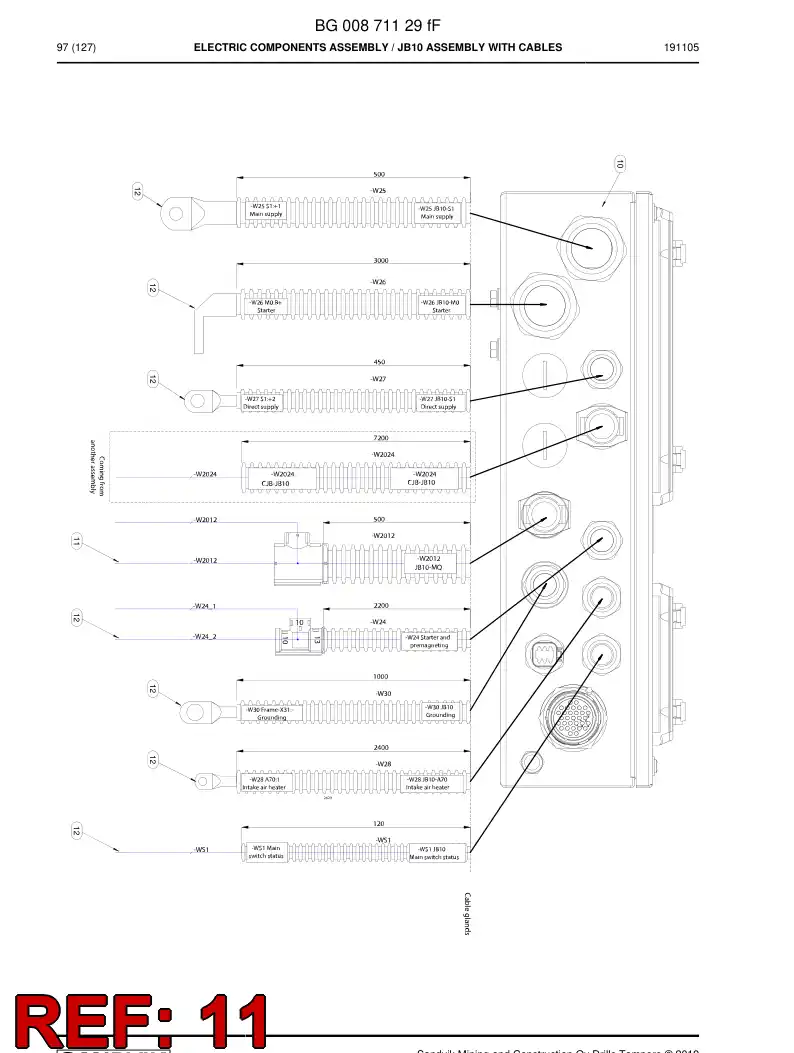 BG01031087c BG 010 310 87c Wiring Harness Assembly - Sandvik Technical Drawing