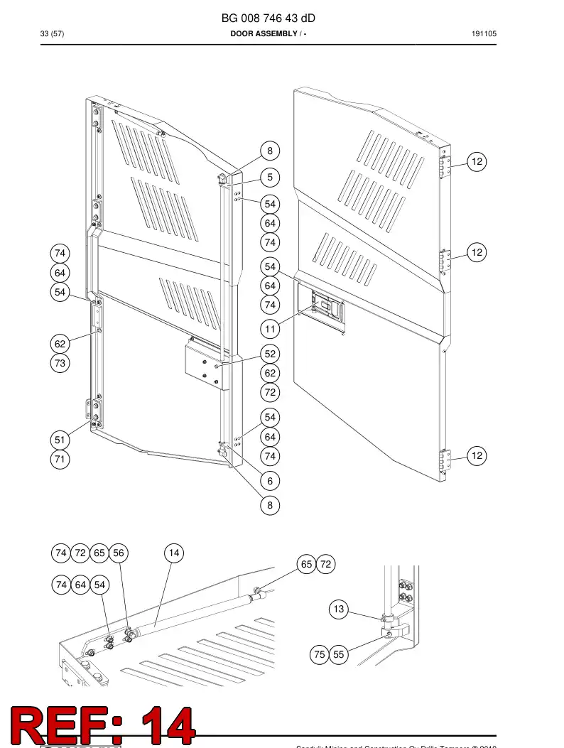 BG01033066b BG 010 330 66b Spring, Gas - Sandvik Technical Drawing