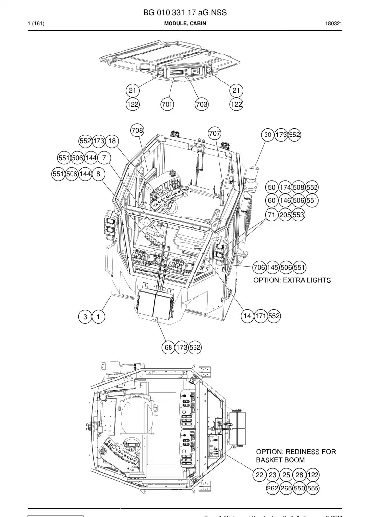 BG01033117a BG 010 331 17a Module, Cabin - Sandvik Technical Drawing