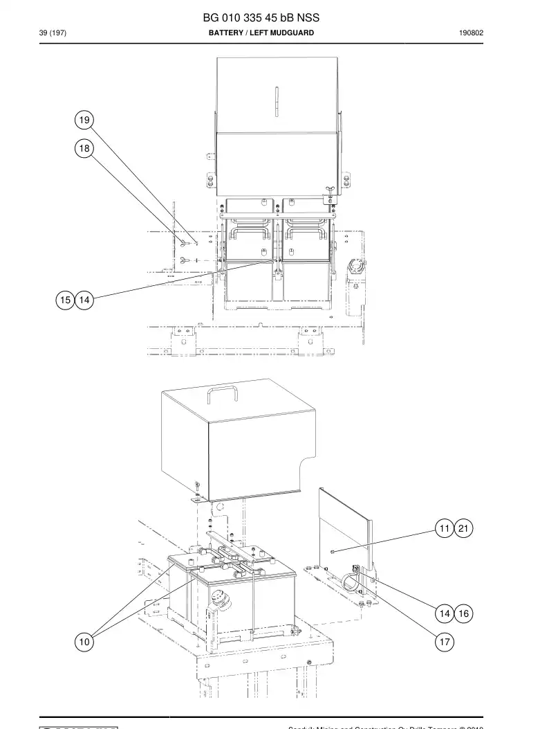 BG01033545b BG 010 335 45b Battery - Sandvik Technical Drawing