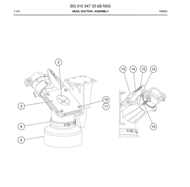BG01034733b BG 010 347 33b Head, Suction - Sandvik Technical Drawing