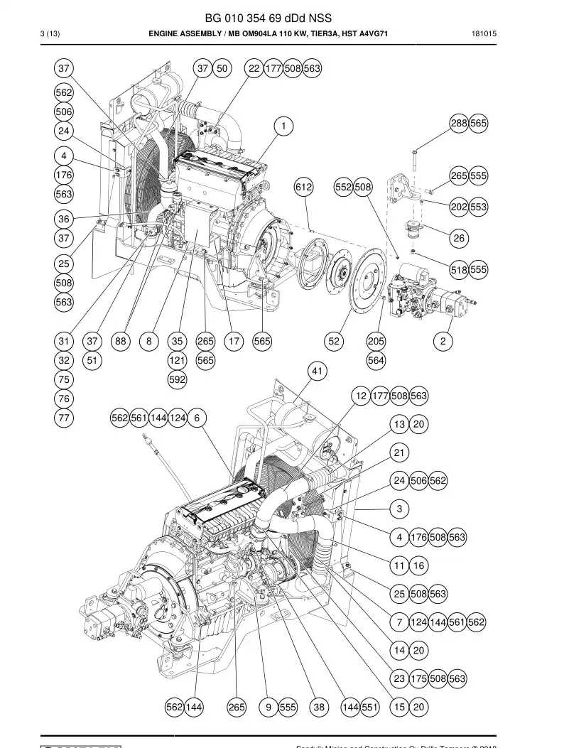 BG01035469d BG 010 354 69d Engine Assembly - Sandvik Technical Drawing
