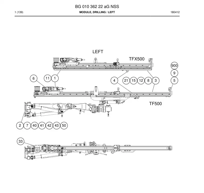 BG01036222a BG 010 362 22a Module, Drilling - Sandvik Technical Drawing