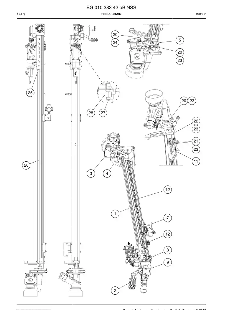 BG01038342b BG 010 383 42b Feed, Chain - Sandvik Technical Drawing