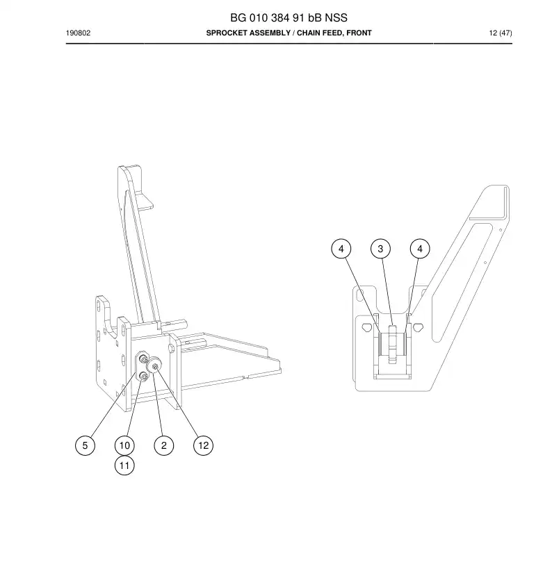BG01038491b BG 010 384 91b Sprocket Assembly - Sandvik Technical Drawing