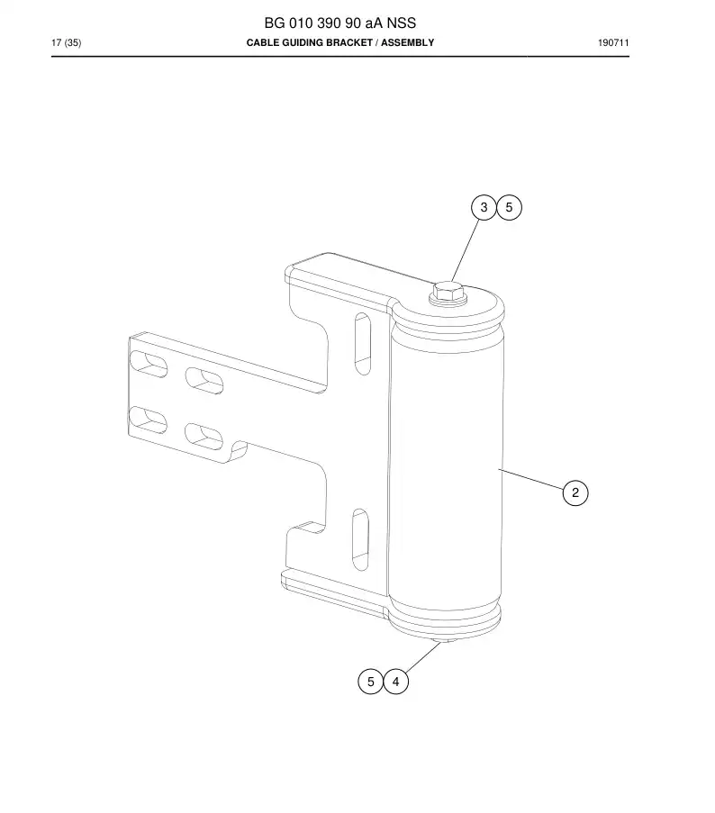 BG01039090a BG 010 390 90a Cable Guiding Bracket - Sandvik Technical Drawing