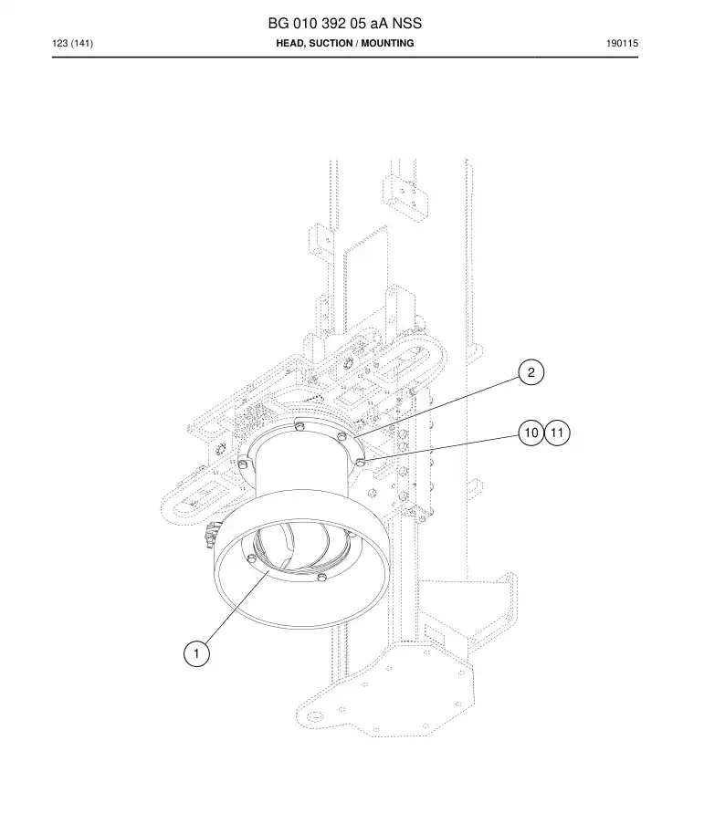 BG01039205a BG 010 392 05a Head, Suction - Sandvik Technical Drawing