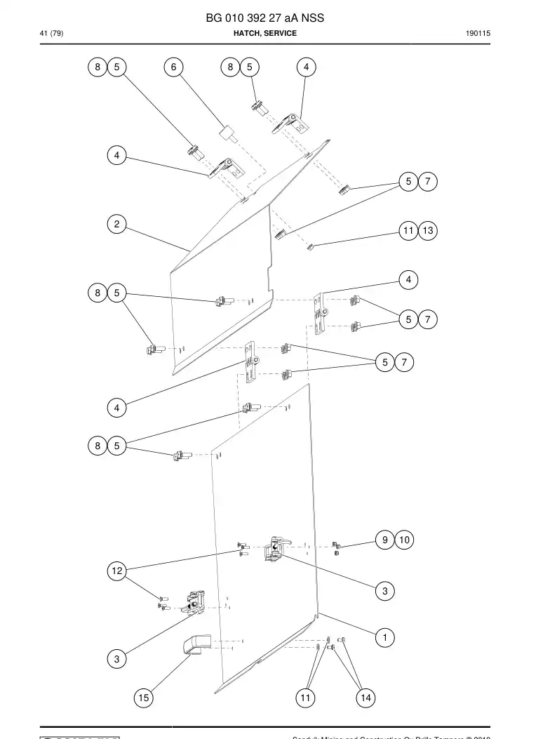 BG01039227a BG 010 392 27a Hatch, Service - Sandvik Technical Drawing
