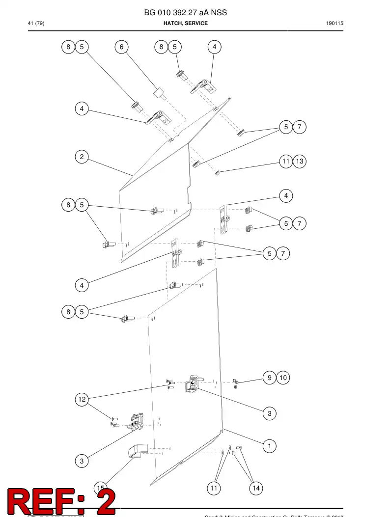 BG01039228a BG 010 392 28a Hatch, Service - Sandvik Technical Drawing