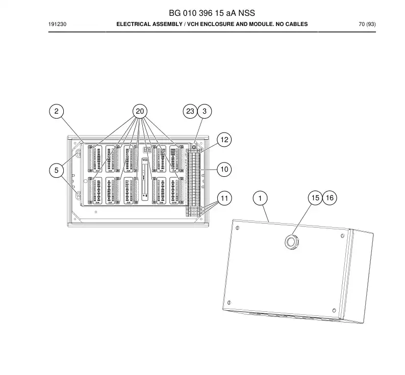 BG01039615a BG 010 396 15a Electrical Assembly - Sandvik Technical Drawing