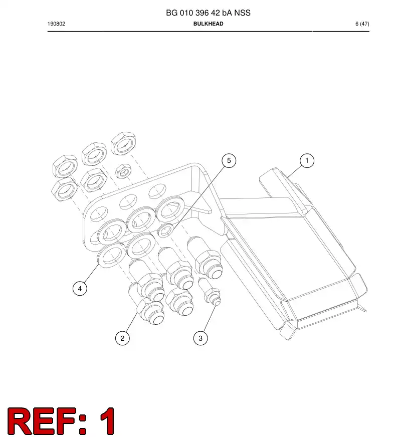BG01039645a BG 010 396 45a Bulkhead - Sandvik Technical Drawing