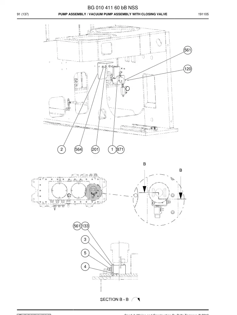 BG01041160b BG 010 411 60b Pump Assembly - Sandvik Technical Drawing
