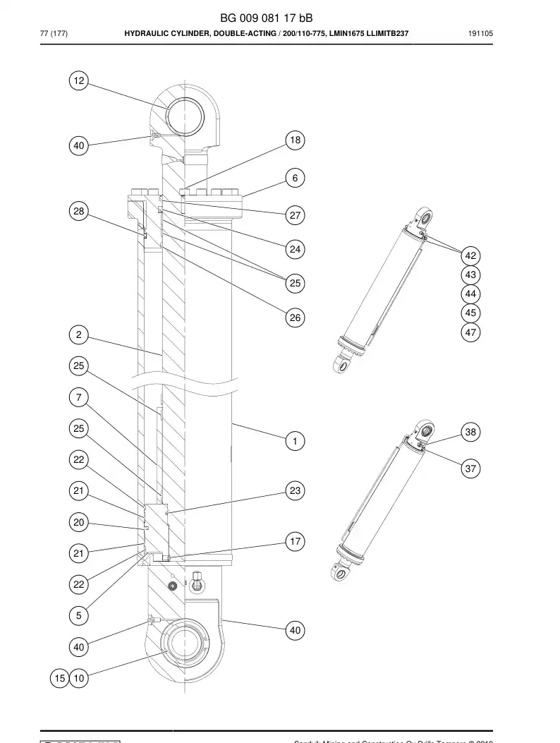 BG01041507a BG 010 415 07a Seal Kit - Sandvik Technical Drawing