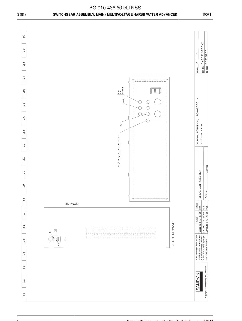 BG01043660b BG 010 436 60b Switchgear Assembly, Main - Sandvik Technical Drawing