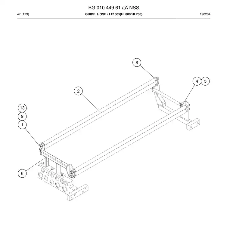 BG01044961a BG 010 449 61a GUIDE, HOSE - Sandvik Technical Drawing