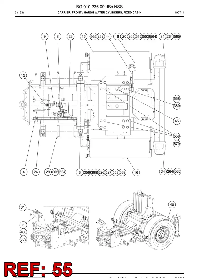 BG01045551a BG 010 455 51a Cover Assembly - Sandvik Technical Drawing