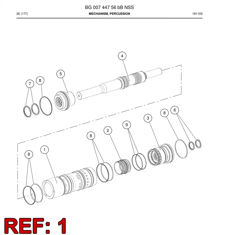 BG01045661b BG 010 456 61b Cylinder, Pilot - Sandvik Technical Drawing