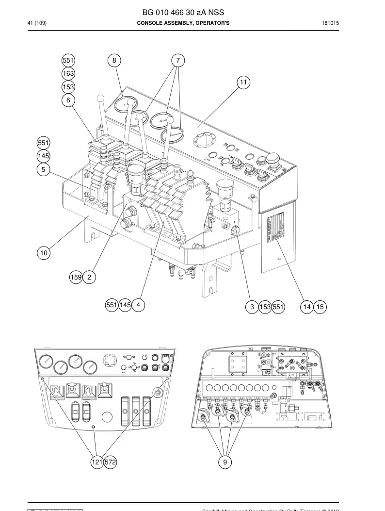 BG01046630a BG 010 466 30a Console Assembly, Operator's - Sandvik Technical Drawing