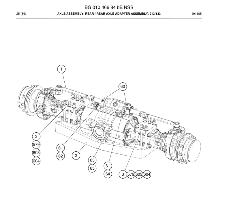 BG01046684b BG 010 466 84b Axle Assembly, Rear - Sandvik Technical Drawing