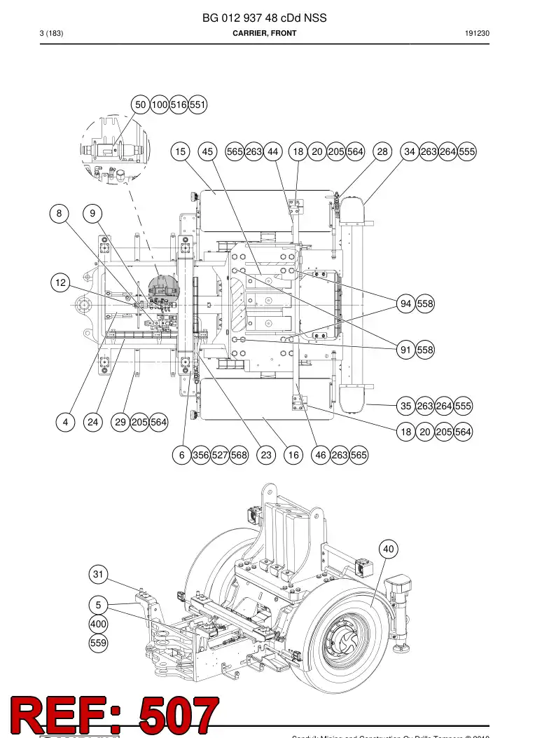 BG01047734b BG 010 477 34b Harness, Wiring - Sandvik Technical Drawing