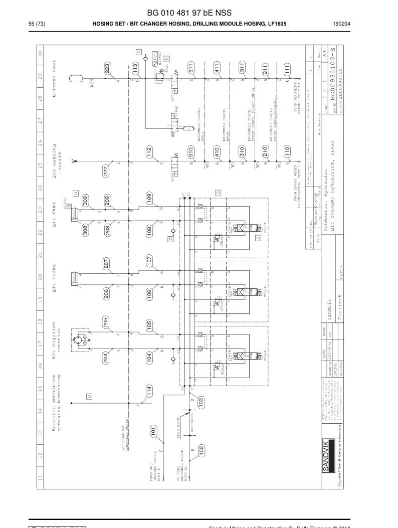 BG01048197b BG 010 481 97b HOSE SET - Sandvik Technical Drawing