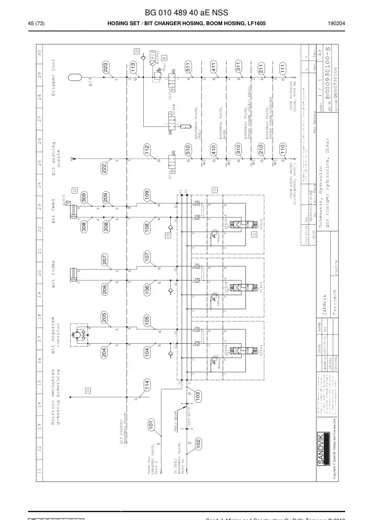 BG01048940a BG 010 489 40a HOSE SET - Sandvik Technical Drawing