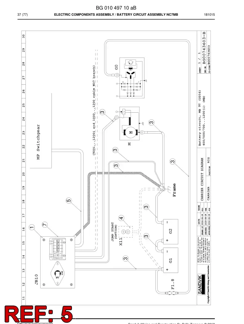 BG01049671a BG 010 496 71a Wiring Harness Assembly - Sandvik Technical Drawing