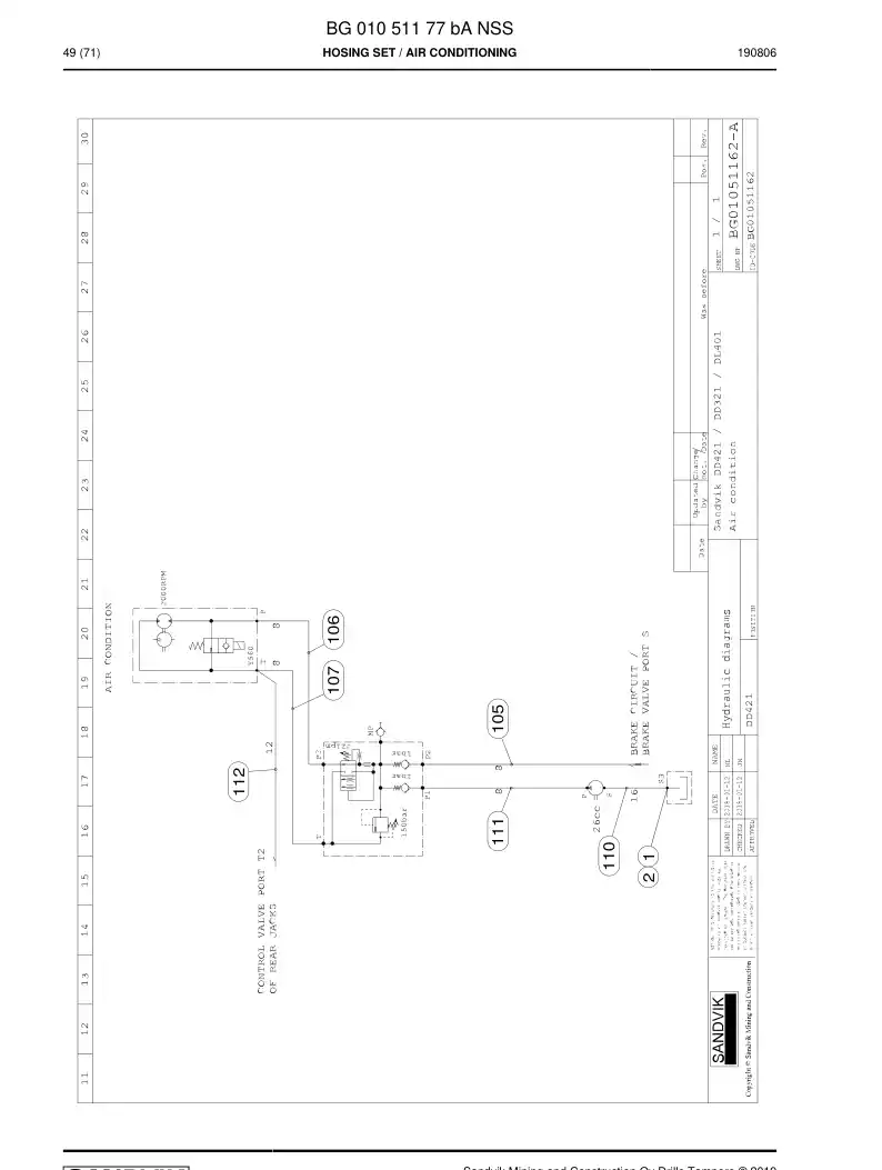 BG01051177b BG 010 511 77b Hosing Set - Sandvik Technical Drawing