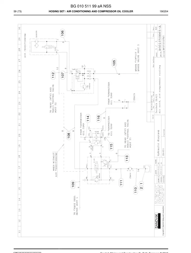 BG01051199a BG 010 511 99a Hosing Set - Sandvik Technical Drawing