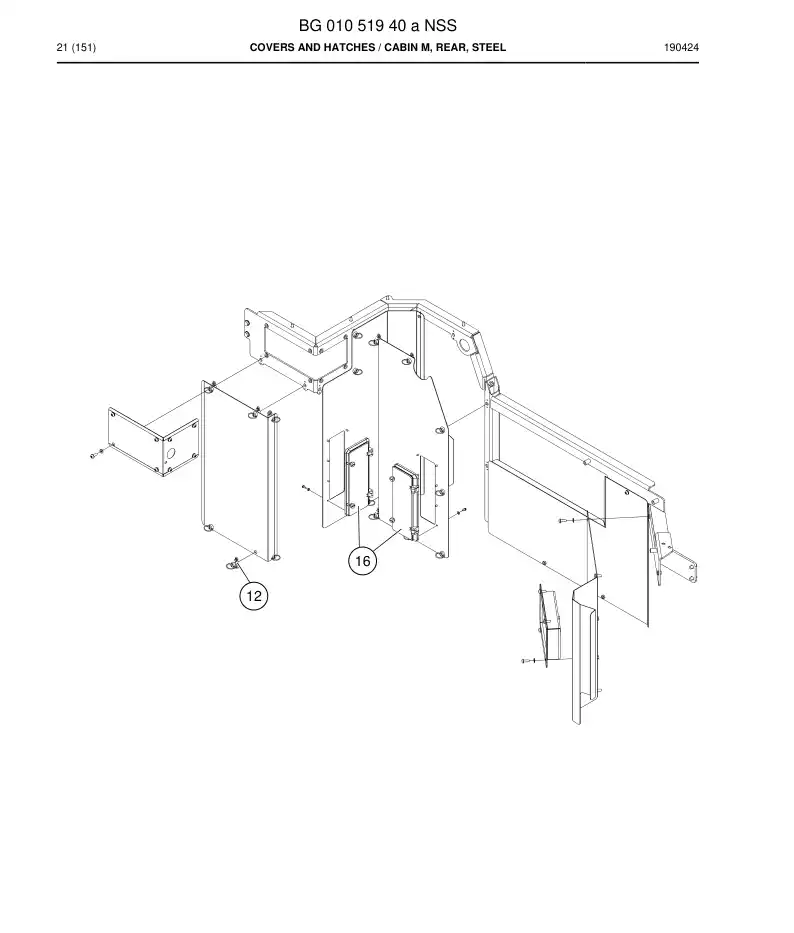 BG01051940a BG 010 519 40a Covers And Hatches - Sandvik Technical Drawing