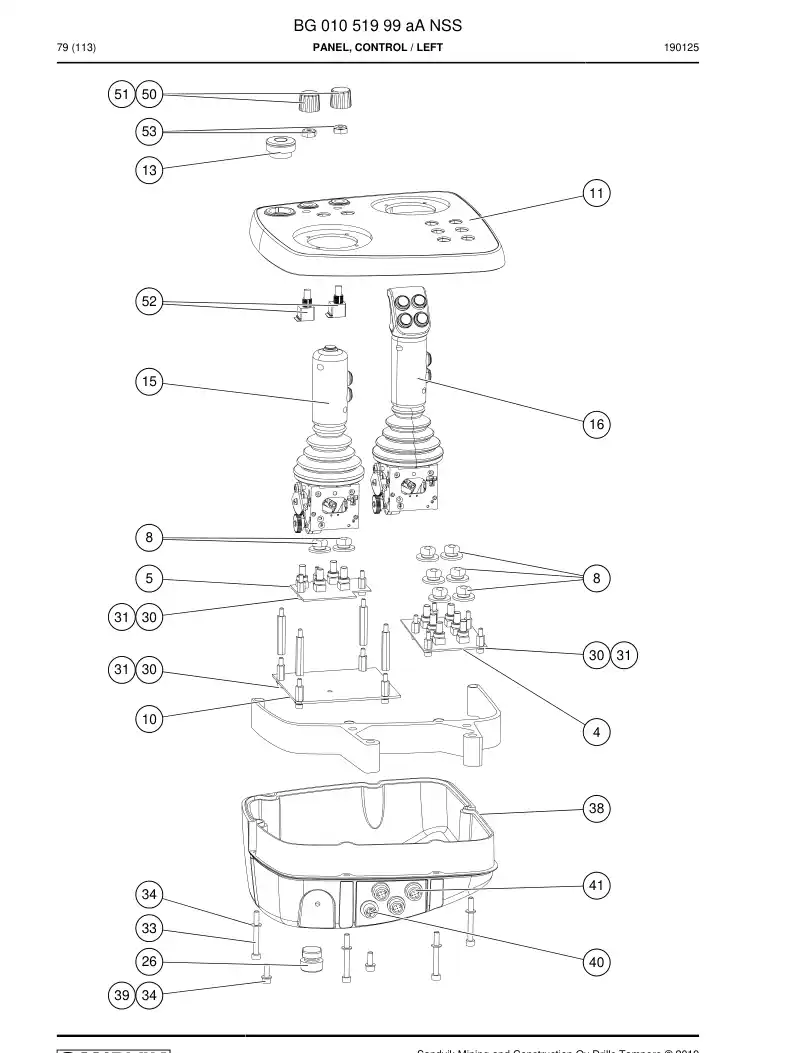 BG01051999a BG 010 519 99a PRING, CONTROL - Sandvik Technical Drawing