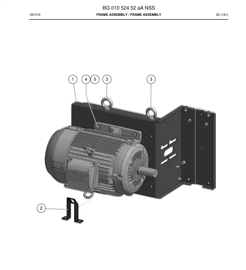BG01052452a BG 010 524 52a Frame Assembly - Sandvik Technical Drawing