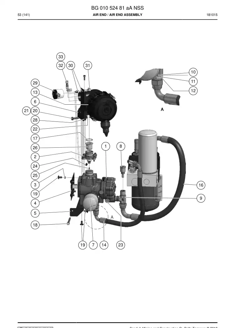 BG01052481a BG 010 524 81a Air End - Sandvik Technical Drawing