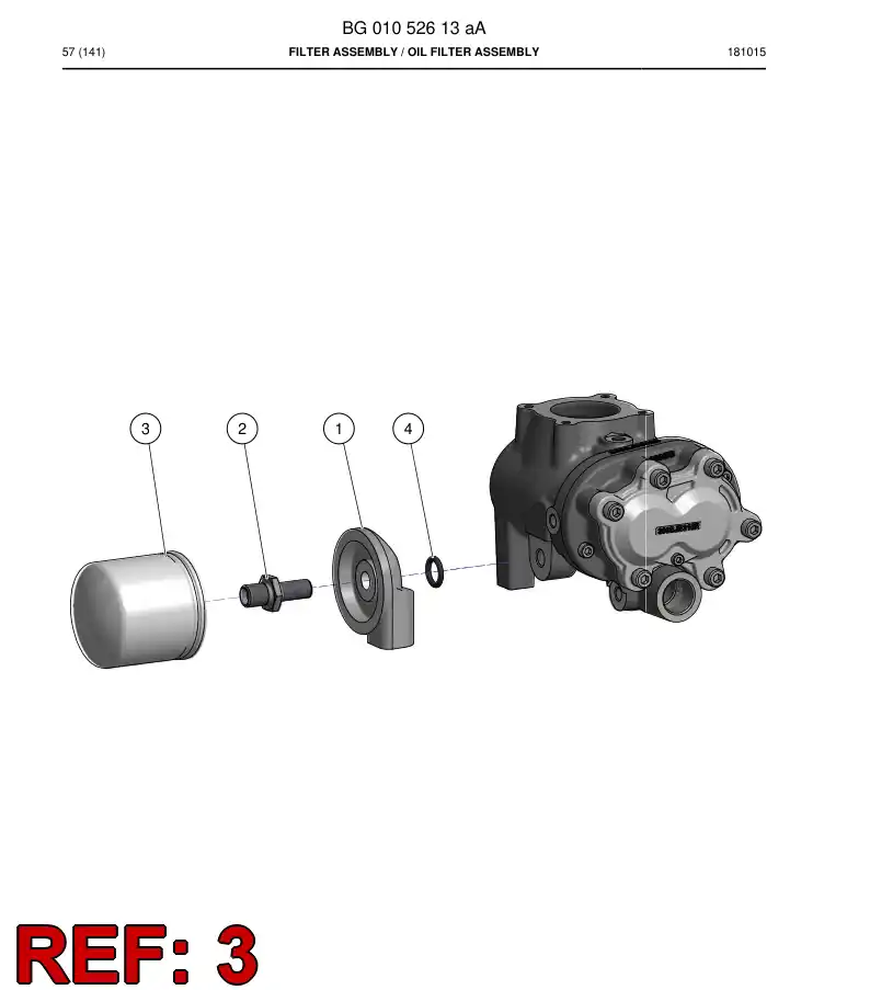 BG01052626a BG 010 526 26a Filter, Oil, Compressor - Sandvik Technical Drawing