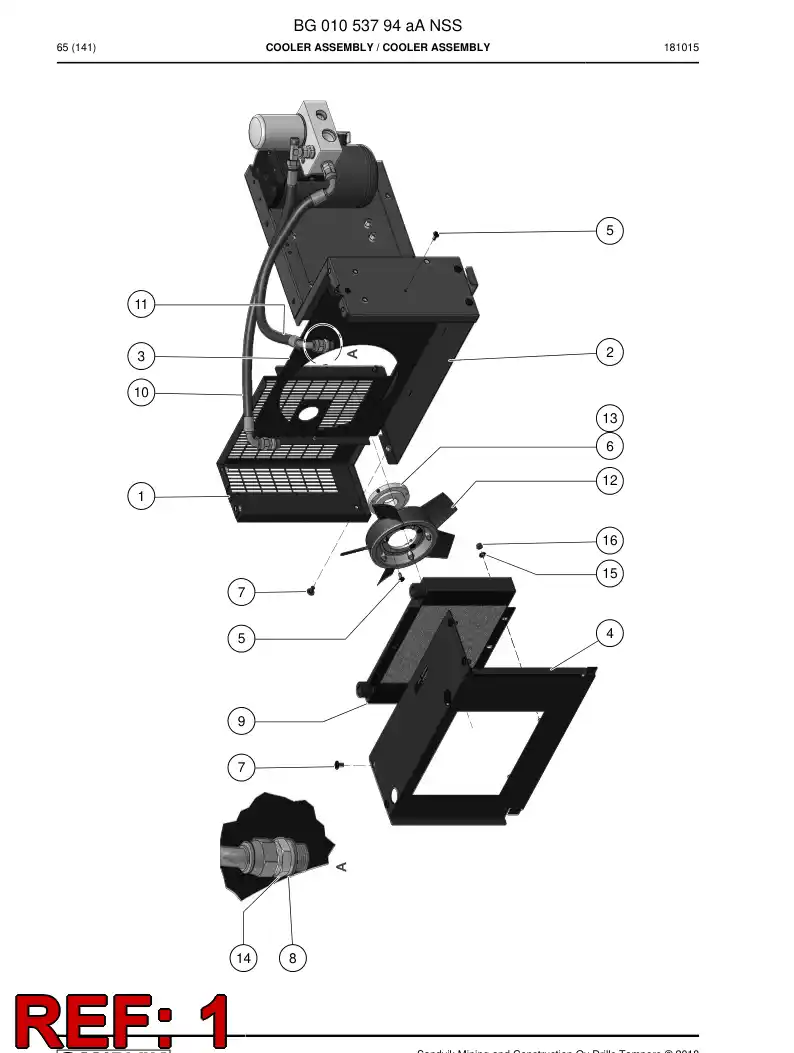 BG01053836a BG 010 538 36a Guard, Fan - Sandvik Technical Drawing