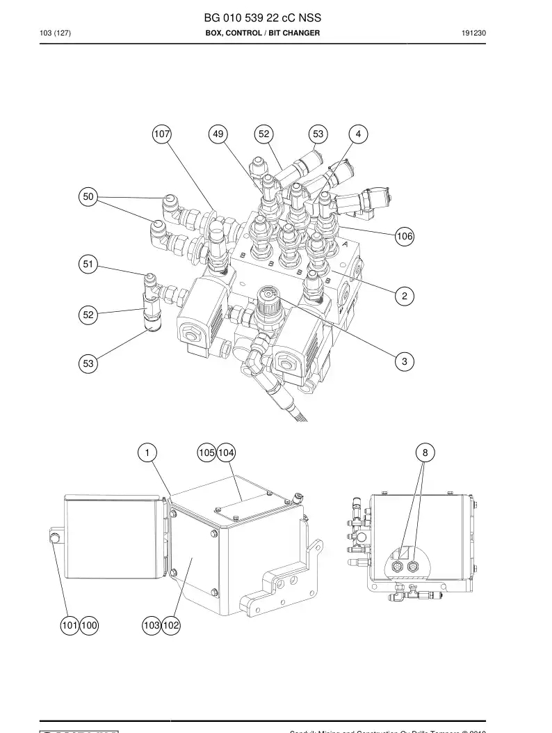 BG01053922c BG 010 539 22c Box, Control - Sandvik Technical Drawing