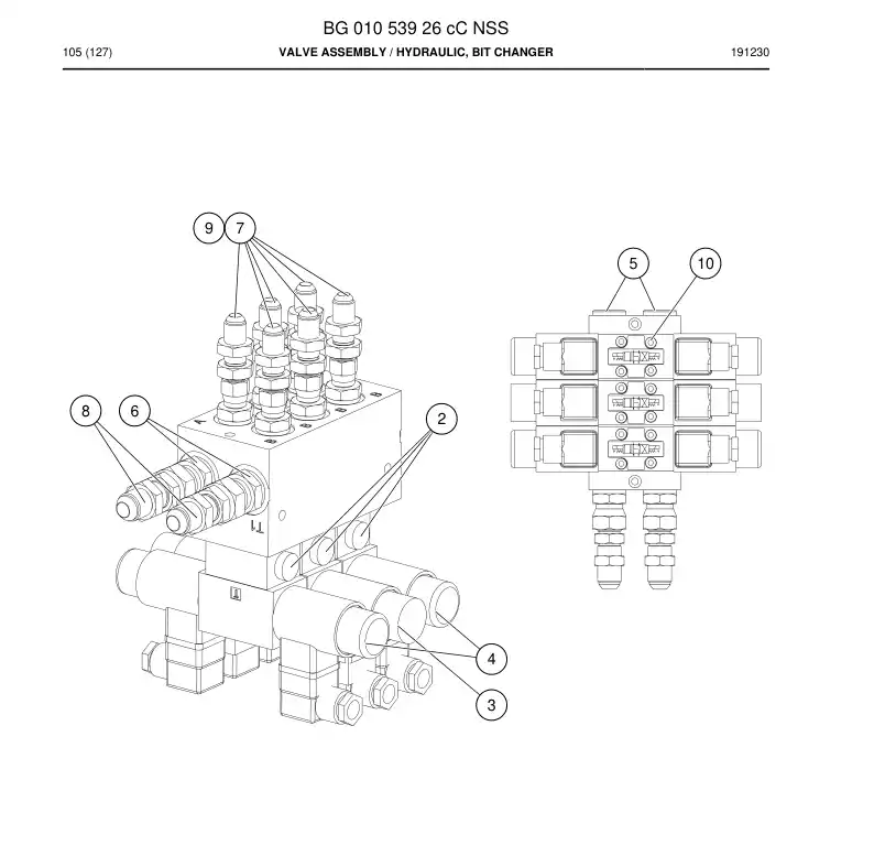 BG01053926c BG 010 539 26c Valve Assembly - Sandvik Technical Drawing