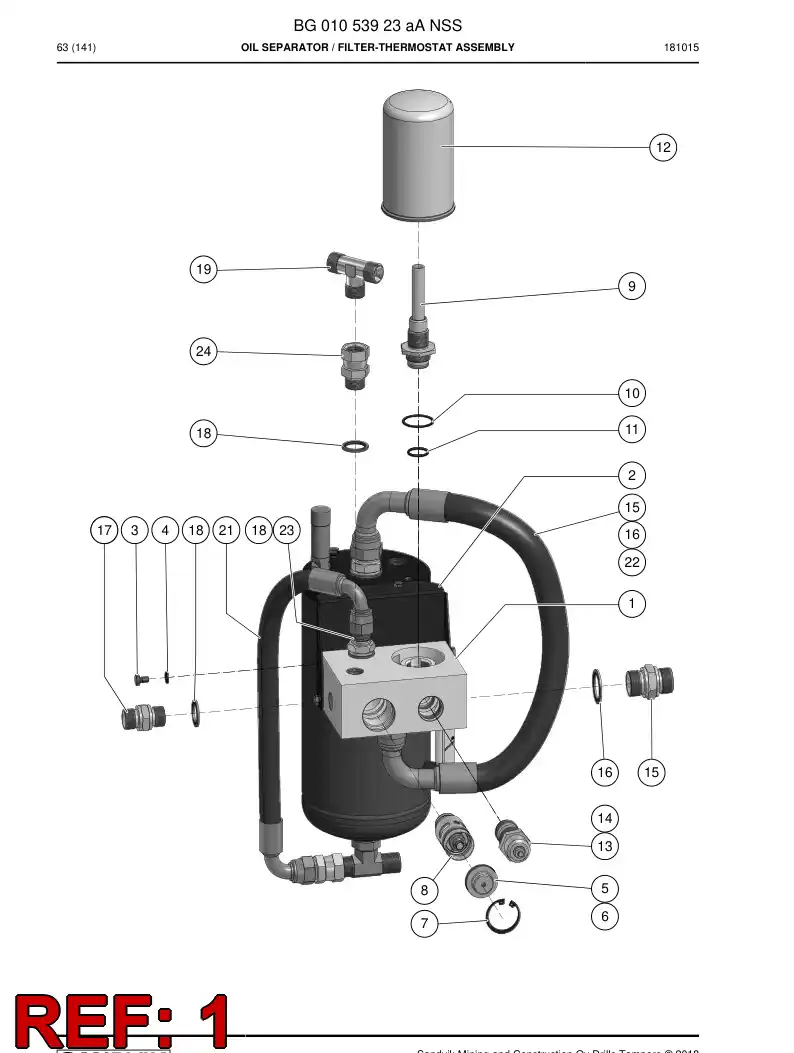 BG01053935a BG 010 539 35a Block, Manifold - Sandvik Technical Drawing