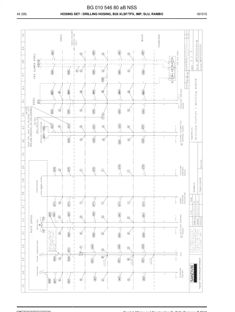 BG01054680a BG 010 546 80a Hosing Set - Sandvik Technical Drawing
