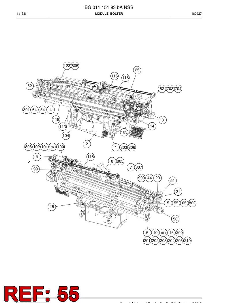 BG01055307a BG 010 553 07a Beam, Feed - Sandvik Technical Drawing