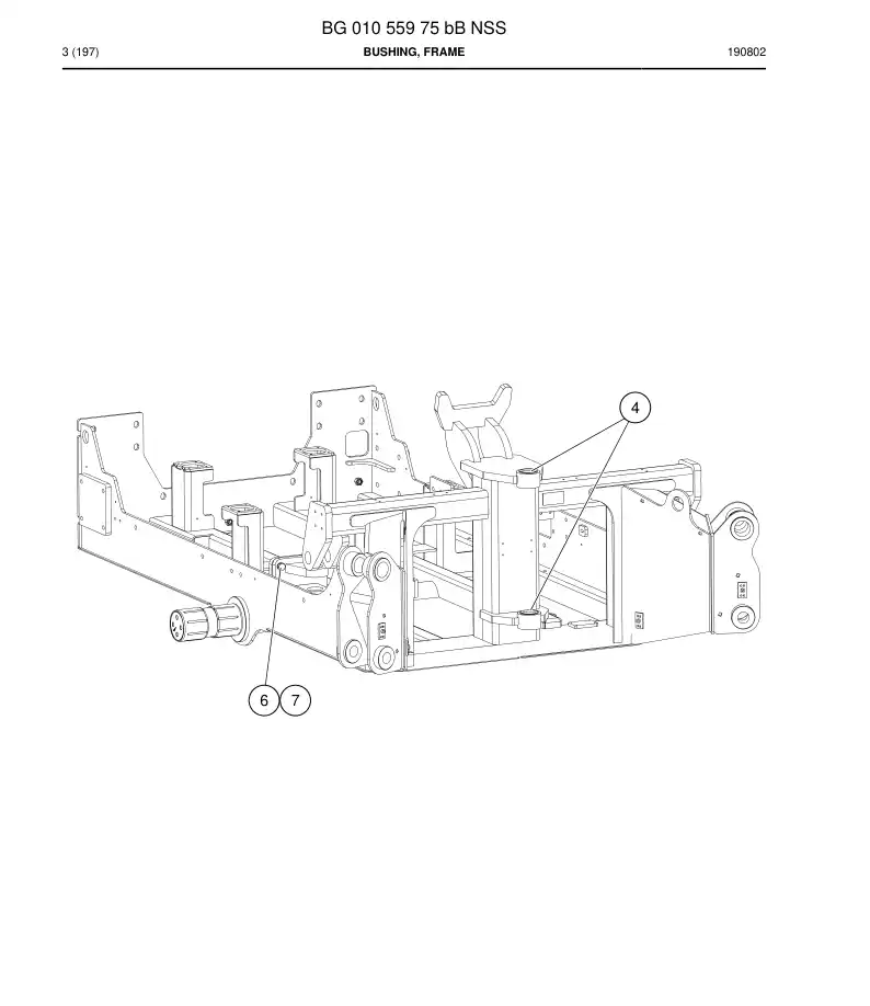 BG01055975b BG 010 559 75b Bushing, Frame - Sandvik Technical Drawing