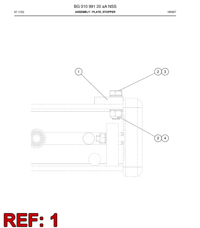 BG01058993a BG 010 589 93a Plate, Stop - Sandvik Technical Drawing