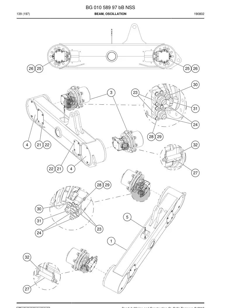BG01058997b BG 010 589 97b Beam, Oscillation - Sandvik Technical Drawing