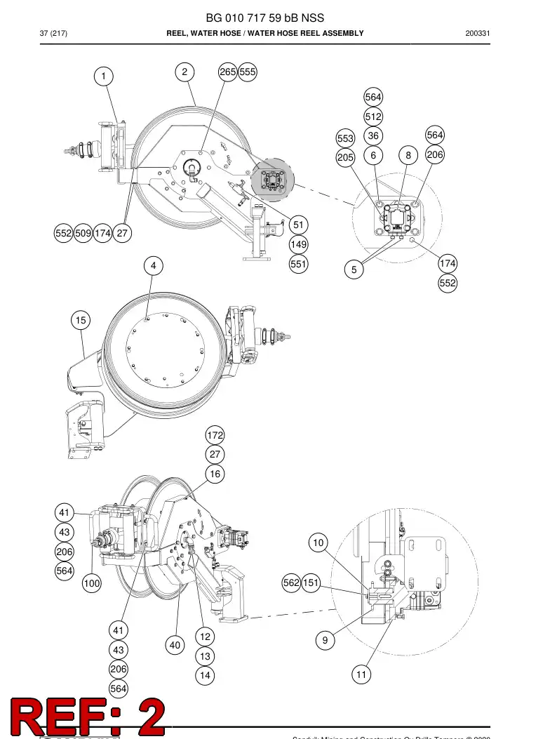 BG01059248a BG 010 592 48a Reel, Water Hose - Sandvik Technical Drawing