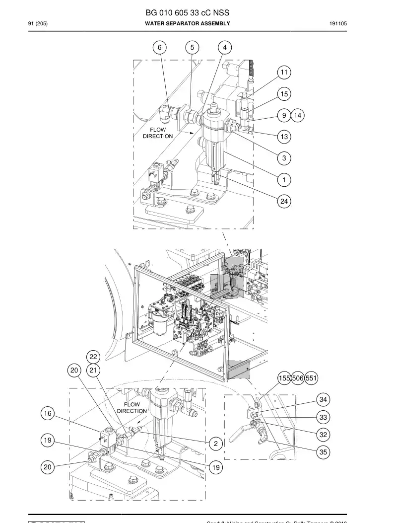 BG01060533c BG 010 605 33c Water Separator Assembly - Sandvik Technical Drawing