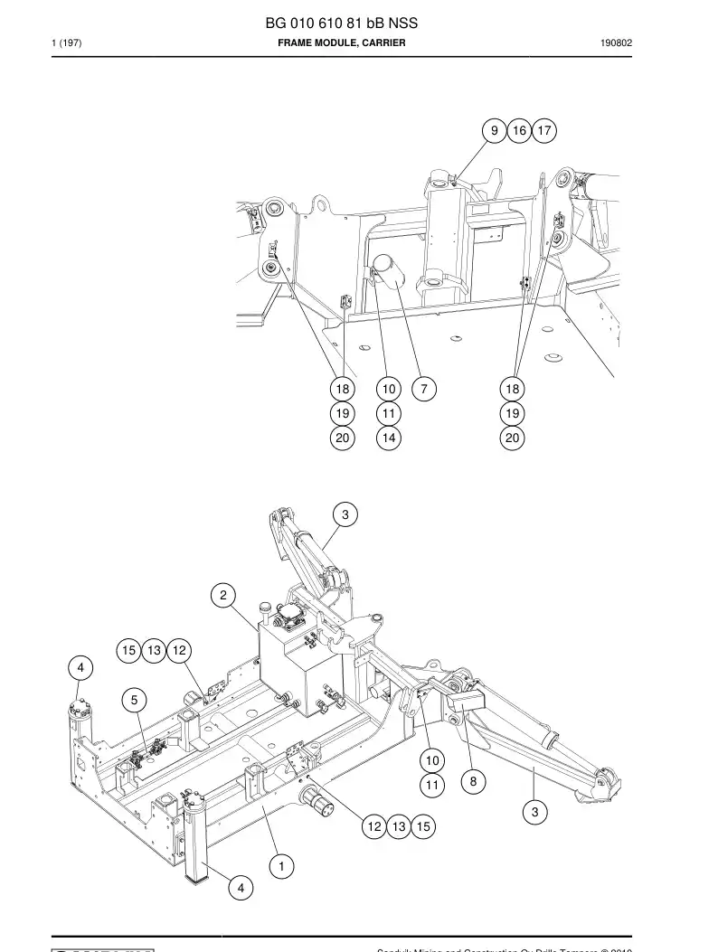 BG01061081b BG 010 610 81b Frame Module, Carrier - Sandvik Technical Drawing