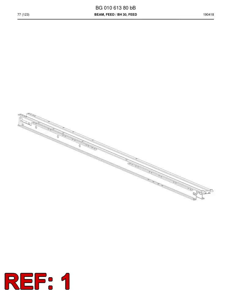 BG01061372a BG 010 613 72a Beam, feed - Sandvik Technical Drawing